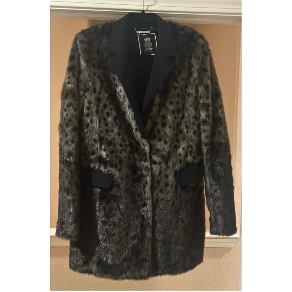 JUICY COUTURE LOS ANGELES Faux Animal Print Wool Blend Ombré Coat Women's M NEW